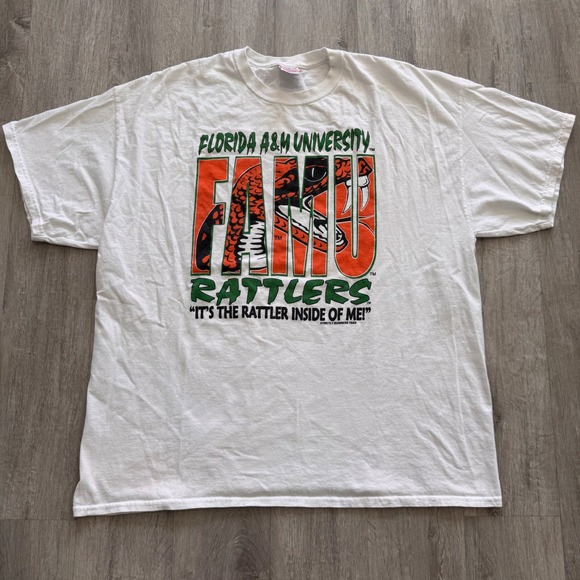 Gildan Other - Vintage Florida A&M University FAMU Rattlers White Graphic T-Shirt Mens 2XL